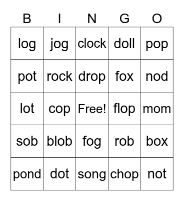 Oggie Octopus Bingo Card