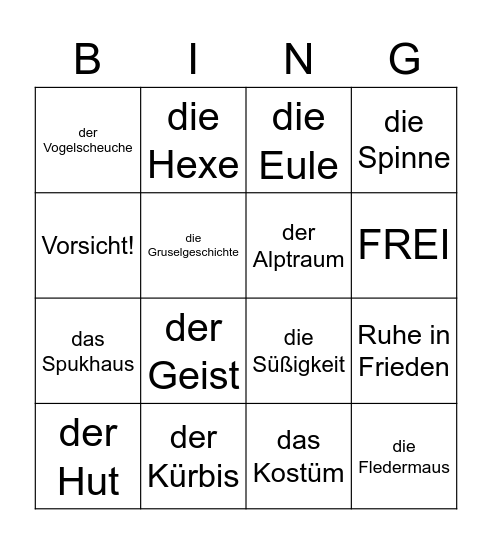 Frohes Halloween! Bingo Card