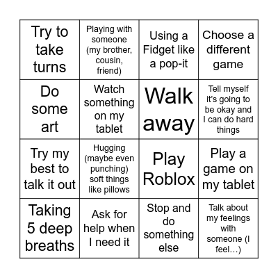 Mood Meter Strategies Bingo Card