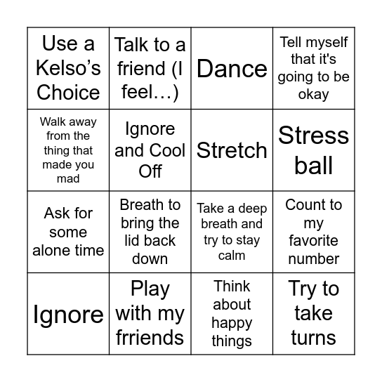 Mood Meter Strategies Bingo Card