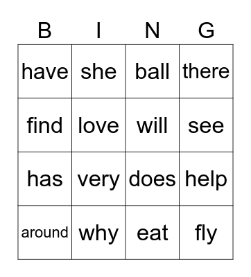October Bingo Sight Words Bingo Card