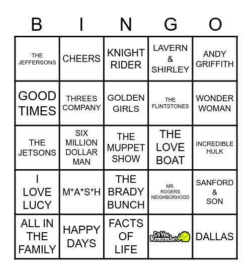 DO YOU REMEMBER 3 Bingo Card