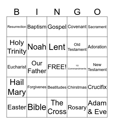 Bible Bingo Card