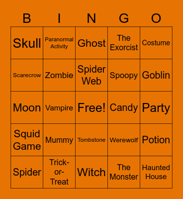 Halloween Bingo Card