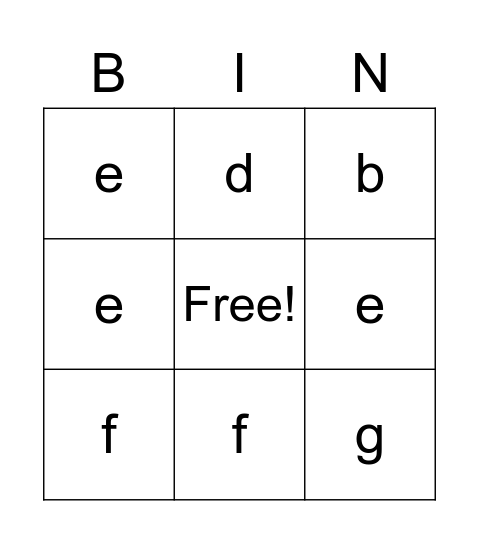 ABC Bingo Card