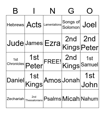 Bible Bingo Card