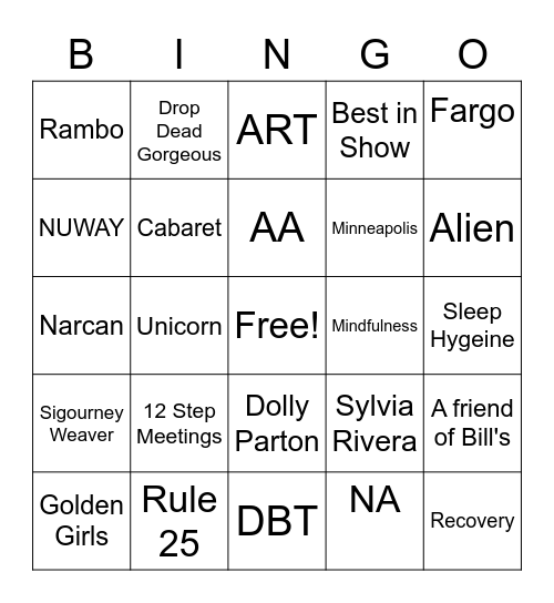 Christopher's Group Bingo Card