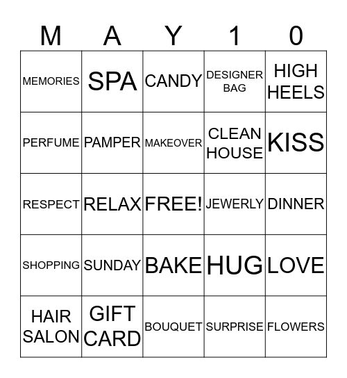 MOTHER'S DAY Bingo Card