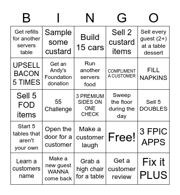 HWY 55 Server Bingo Card