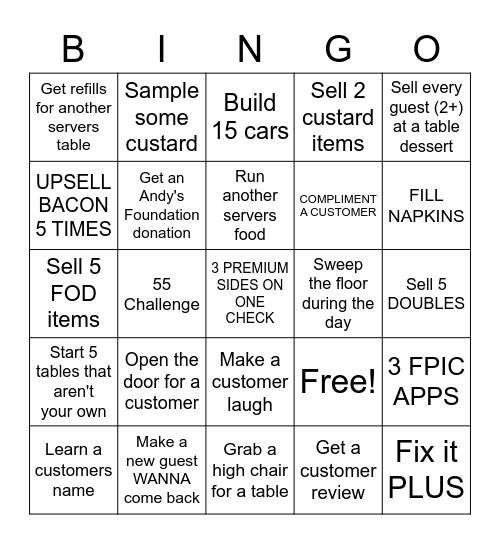 HWY 55 Server Bingo Card