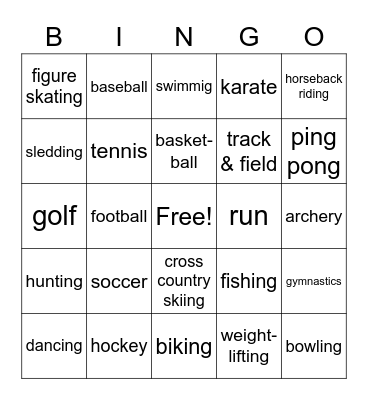 SPORTS Bingo Card