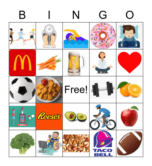 Healthy Weight BINGO Card