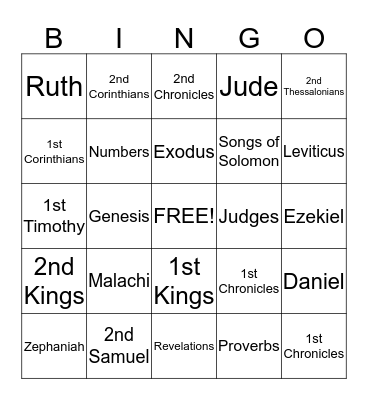 Bible Bingo Card