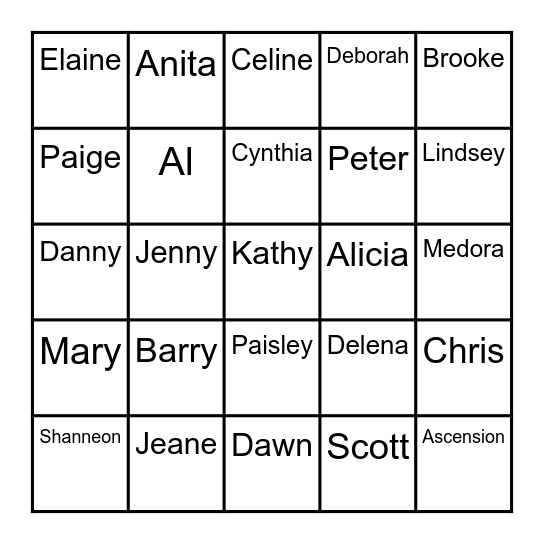Staff Bingo Card