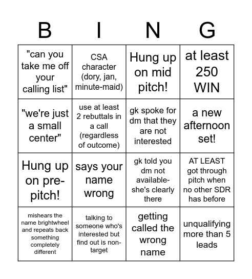 October LDOM Bingo Card