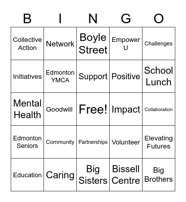 United Way Bingo Card
