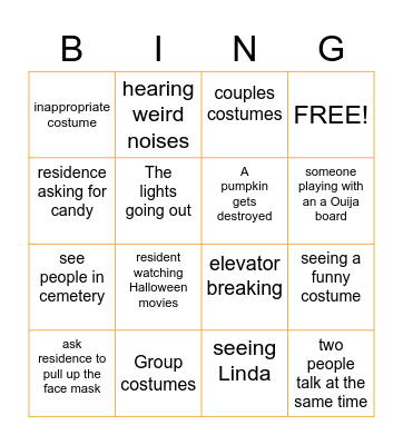 RA Halloween bingo edition Bingo Card