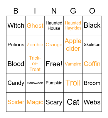 Halloween BINGO Card