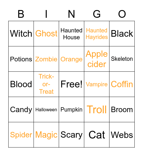 Halloween BINGO Card