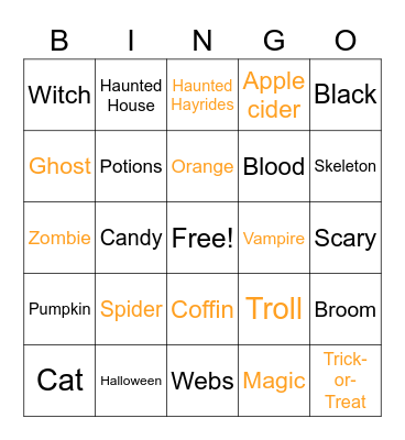 Halloween BINGO Card