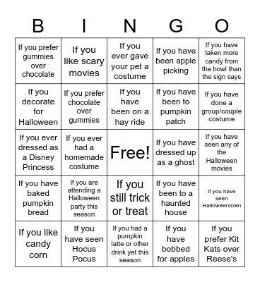 Halloween Bingo Card