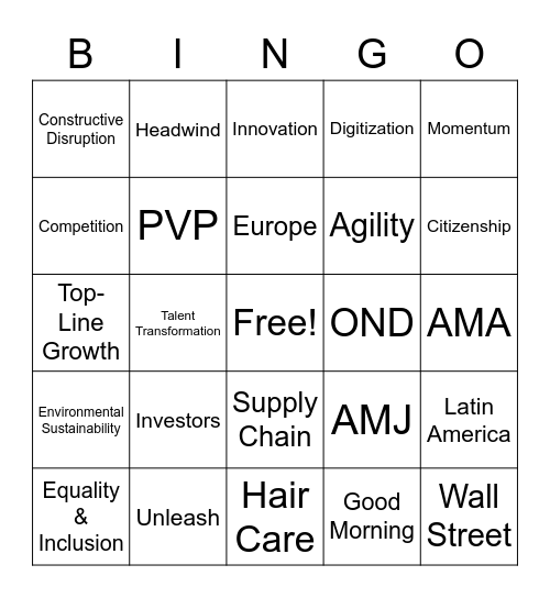 CEO Webcast BINGO Card