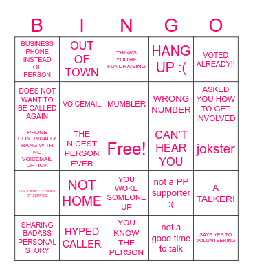 GOTV VPB Bingo! Bingo Card