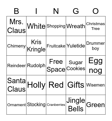 Chrismas Bingo Card