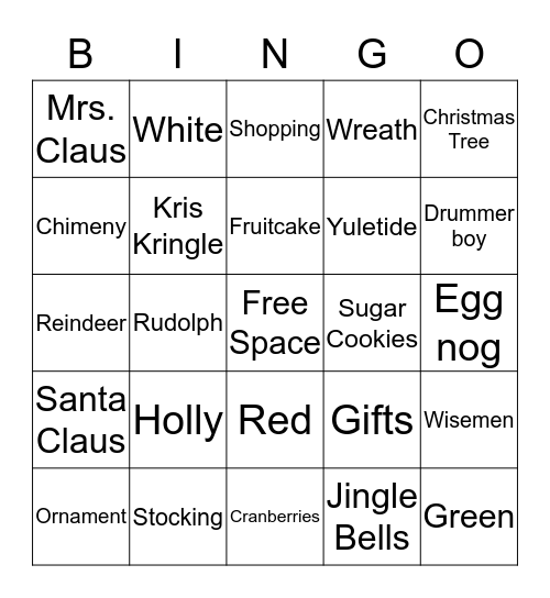 Chrismas Bingo Card