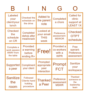 KCT BINGO! Bingo Card