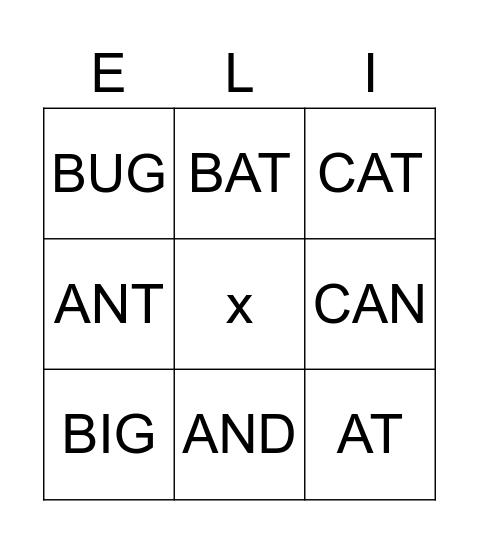 A  - B - C Bingo Card