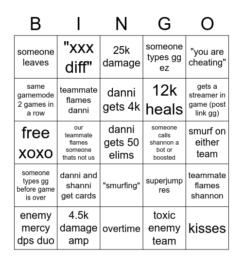 plat ow bingo Card