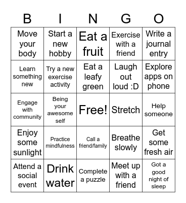 Wellness Bingo Card