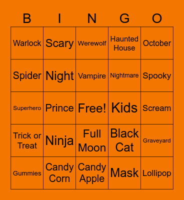 Halloween Bingo Card