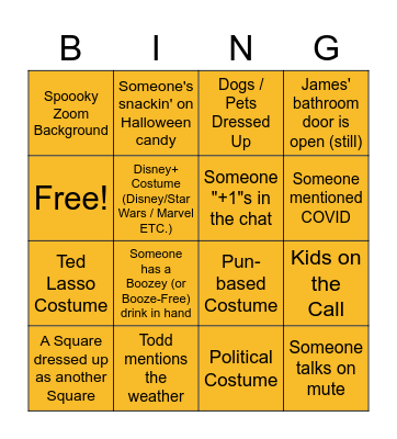 Spooky Square Bingo Card