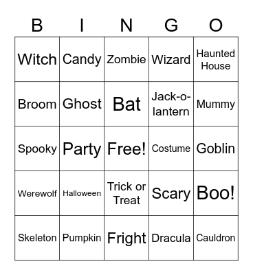 Halloween Bingo! Bingo Card