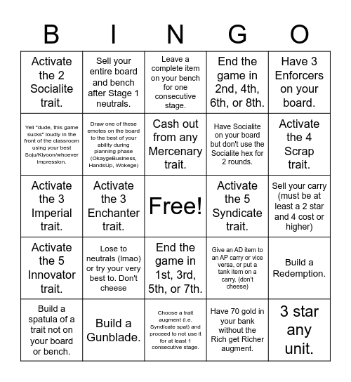 Set 6 Celebration Bingo Card