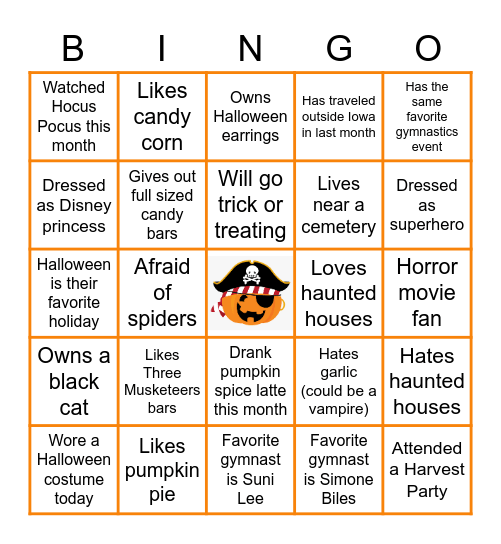 Halloween Team Building Bingo Card