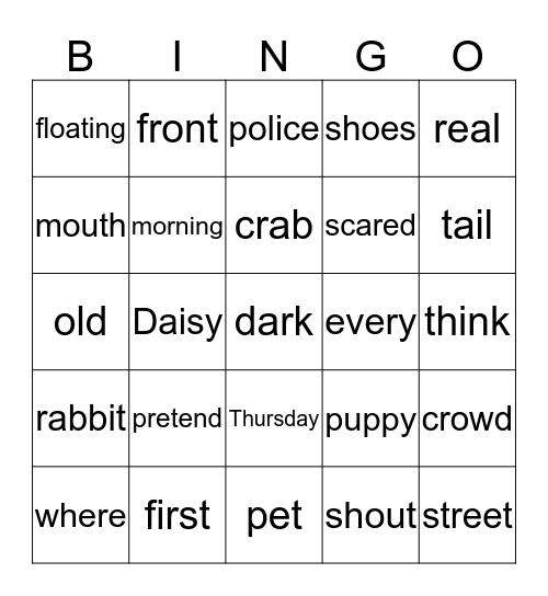 DAISY AND THE PUPPY Bingo Card