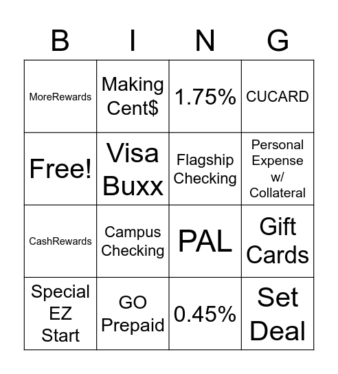 NFCU BING Bingo Card