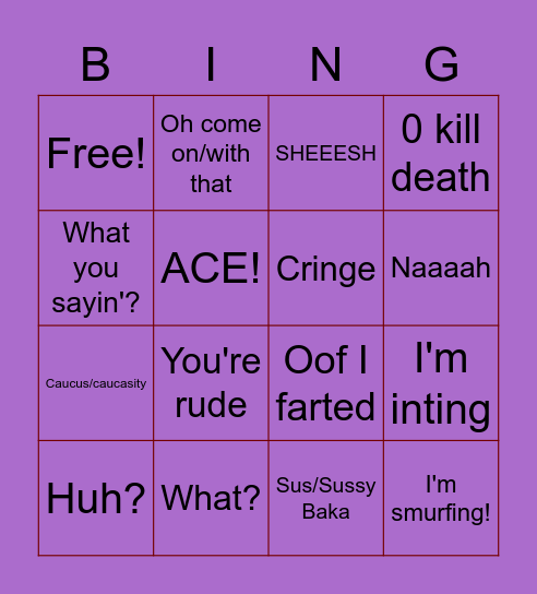 Dylann's stream Bingo Card