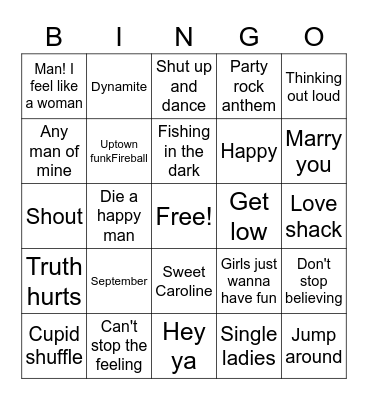 Wedding DJ Bingo Card