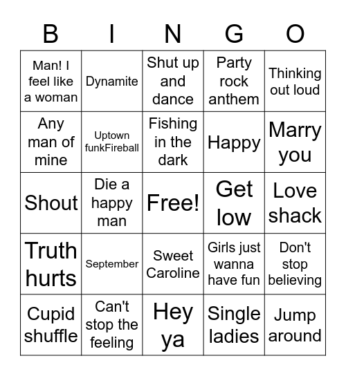 Wedding DJ Bingo Card