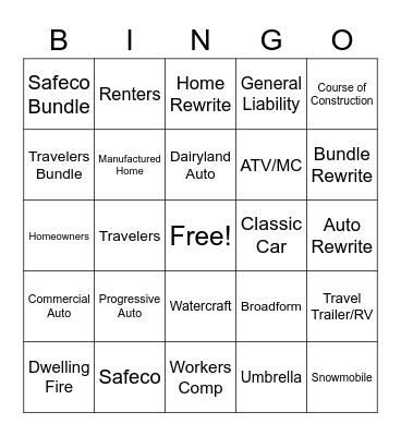 New Business Bingo Card
