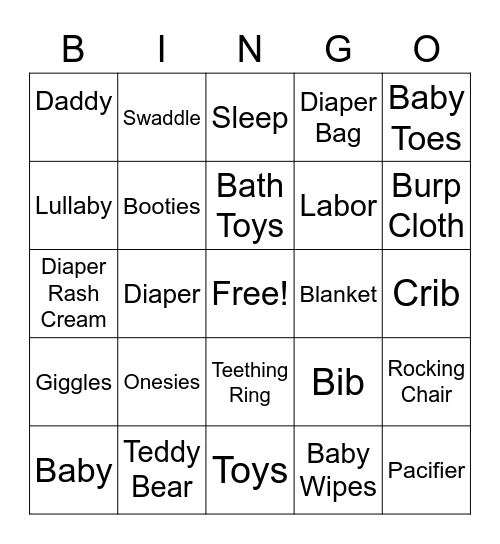 Baby Shower Bingo Card