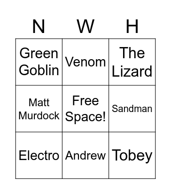 Spider-Man: NWH Trailer 2 Bingo Card
