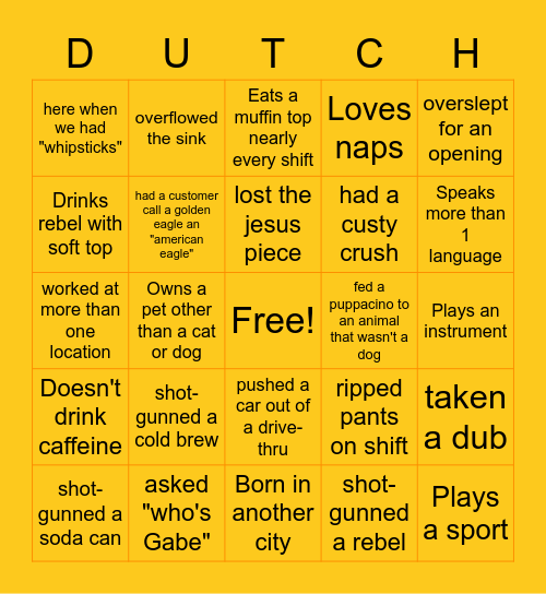 DUTCH BINGO Card