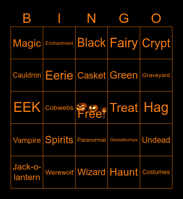 Halloween Bingo Card