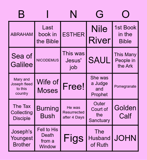 BIBLE Bingo Card