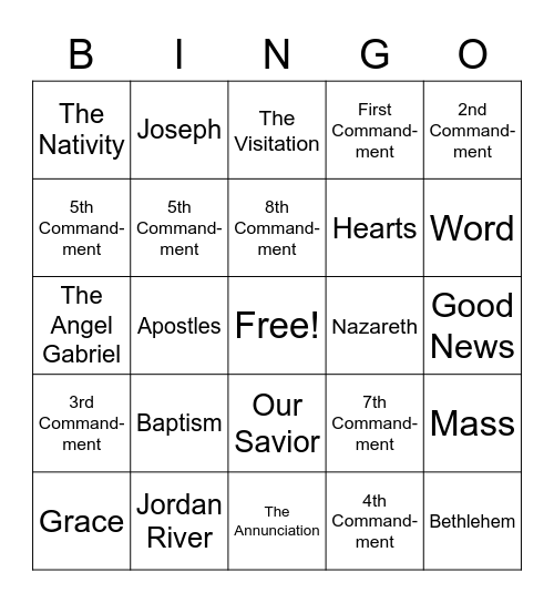 BIBLE BINGO Card